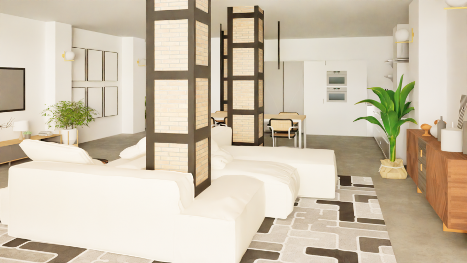 Vista de salón comedor de casa Passivhaus con gran confort térmico y acústico